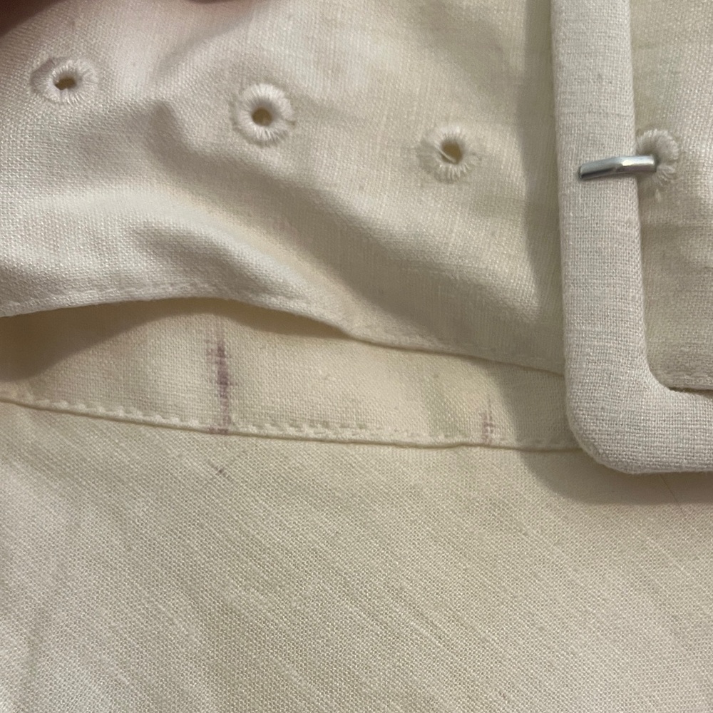 NWT - T Tahari Chic White Belted A-Line Linen Blend Lined Skirt - Picture 5 of 9